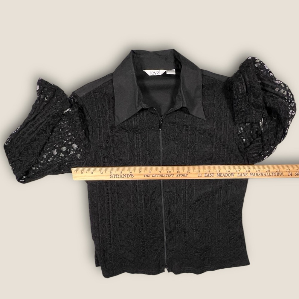Black Lace Goth Whimsigoth Witchy Top Steam Punk Dark Zip Shirt M Ravel - Picture 4 of 10